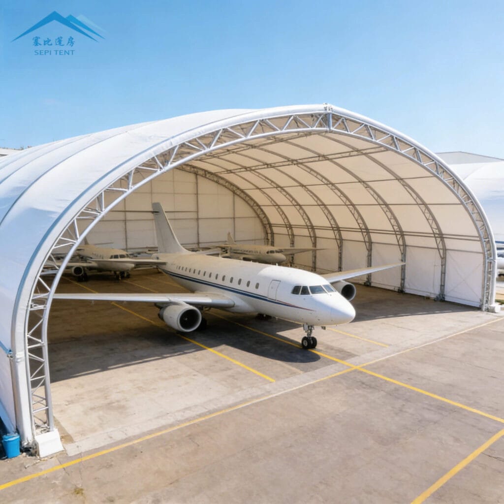 Heavy-duty 6061-T6 aluminum alloy frame structure for wind-resistant hangar tents