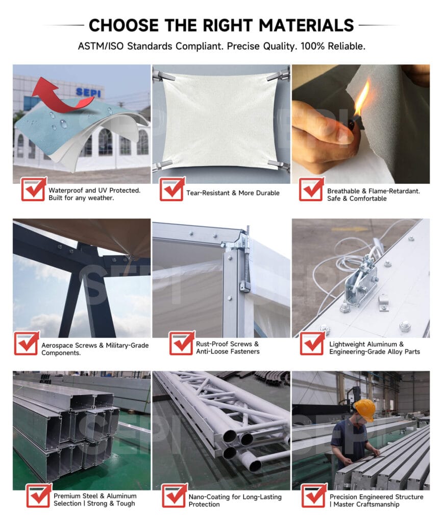 Aluminum hangar tent frame structure cost per square meter